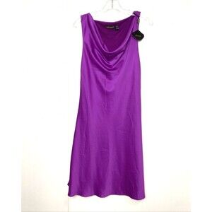 Leonie Slip Dress Size M Womens Purple Satin Romantic Cowl Neck Feminine